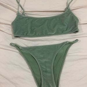 TRIANGL GREEN VELVET BIKINI SET